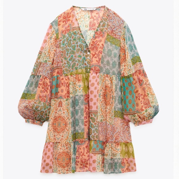 Zara NWOT Patchwork print dress. - Picture 2 of 2
